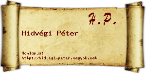 Hidvégi Péter névjegykártya